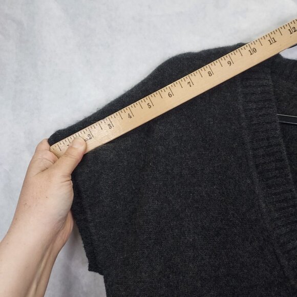 Leslie Fay Cashmere Sweater M Tunic Ruffle Hem Short Sleeve Dark Grey Mini Dress - Picture 8 of 10